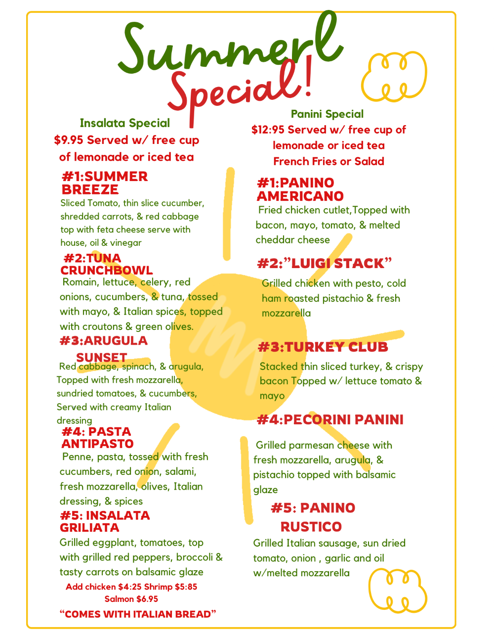 Luigis Summer Specials 72025